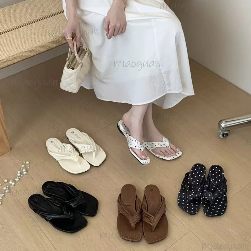 Women's Wedge Clip Toe Sandals – Polka Dot Summer Slides Wedge Sandals Axl