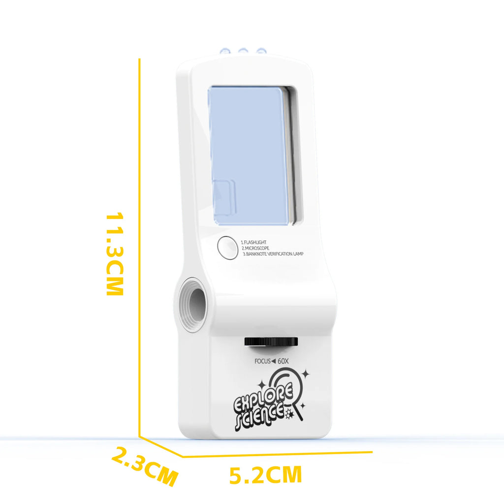 4-in-1 Mini Microscope Toy – Magnifier, Flashlight & Puzzle Educational Science Toy Axl WHITE