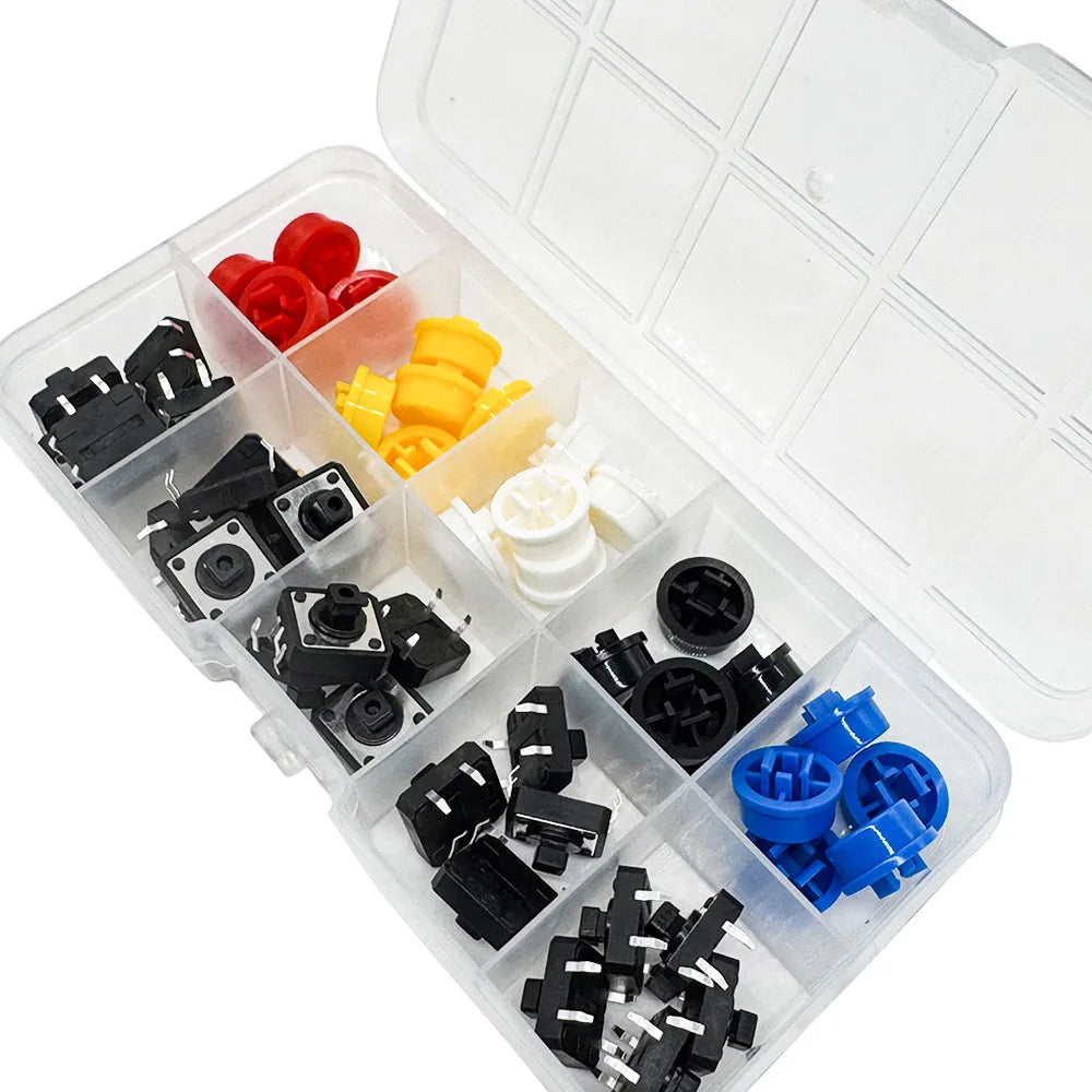 25PCS Tactile Push Button Switch Kit – 5 Colors, 12x12x7.3mm Electronic Switch Kit Axl