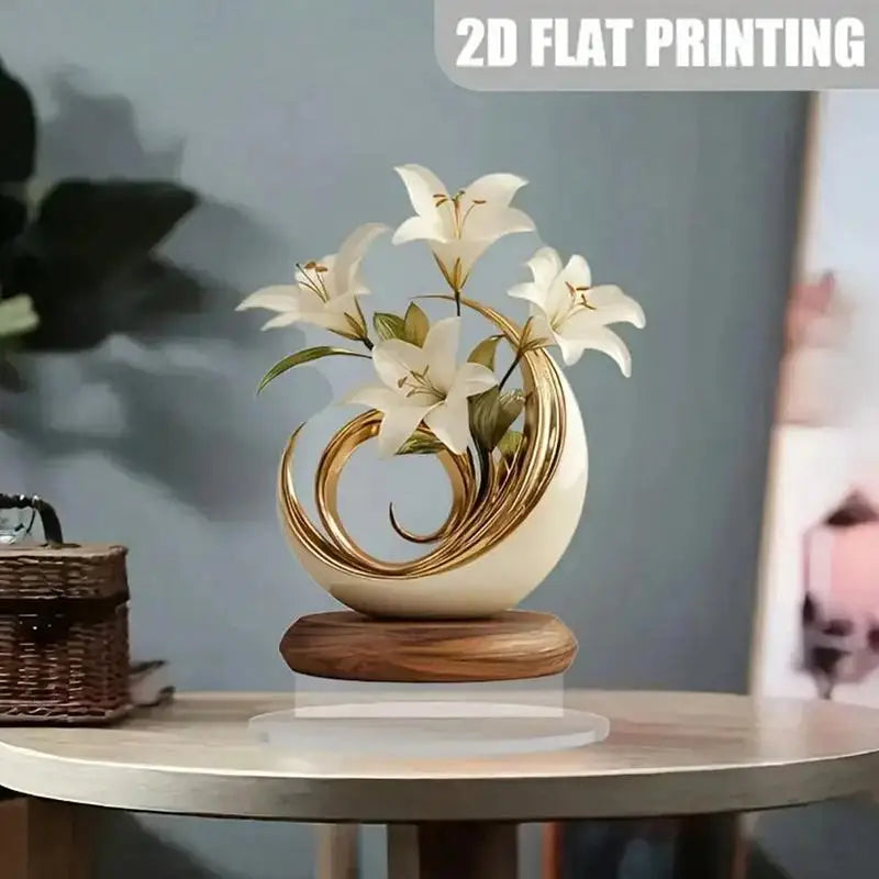 2D Acrylic Lily Flower Table Ornament – Home & Office Decor Table Ornament Axl