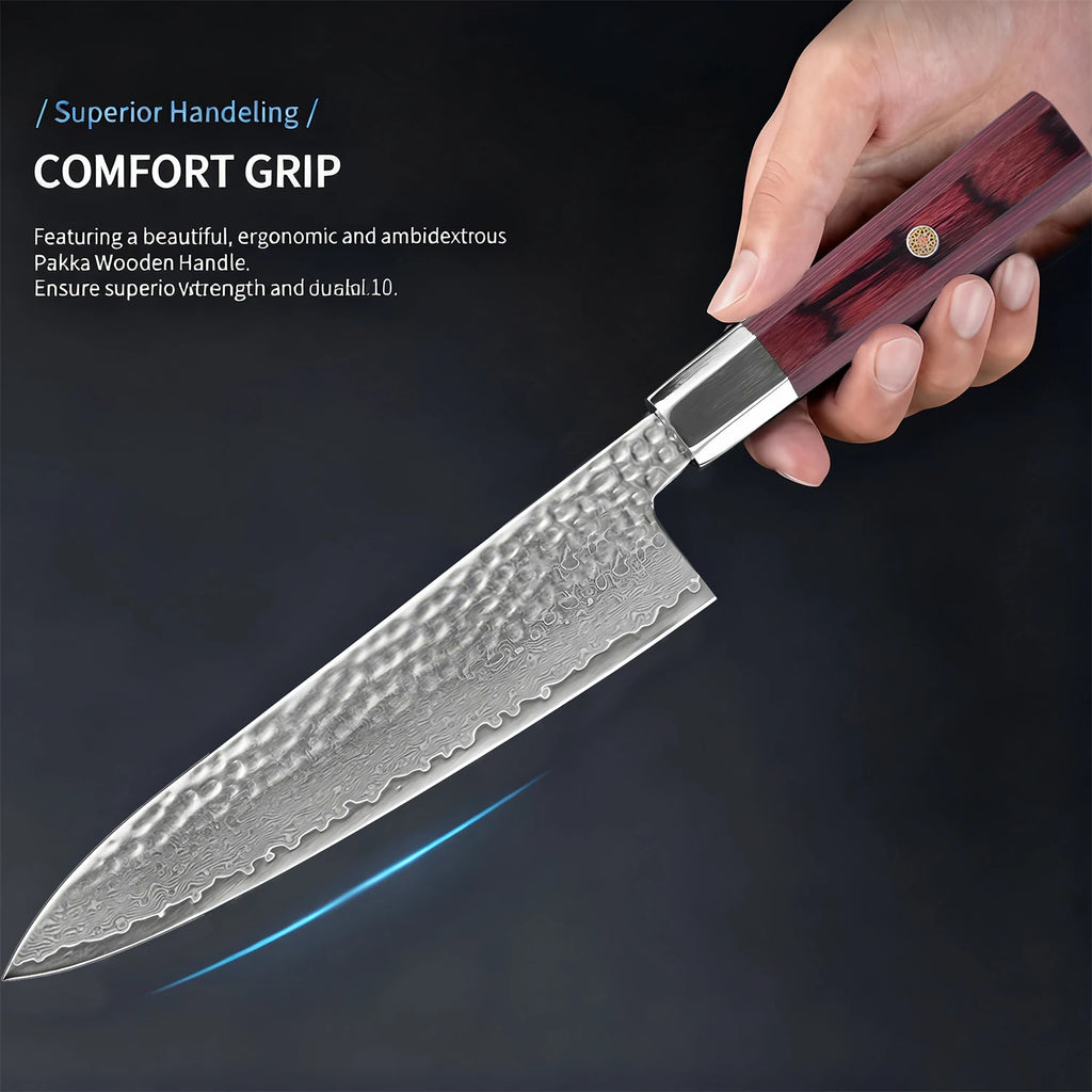 67-Layer Damascus Steel Chef Knife – Cleaver & Utility Knife Damascus Chef Knife Axl