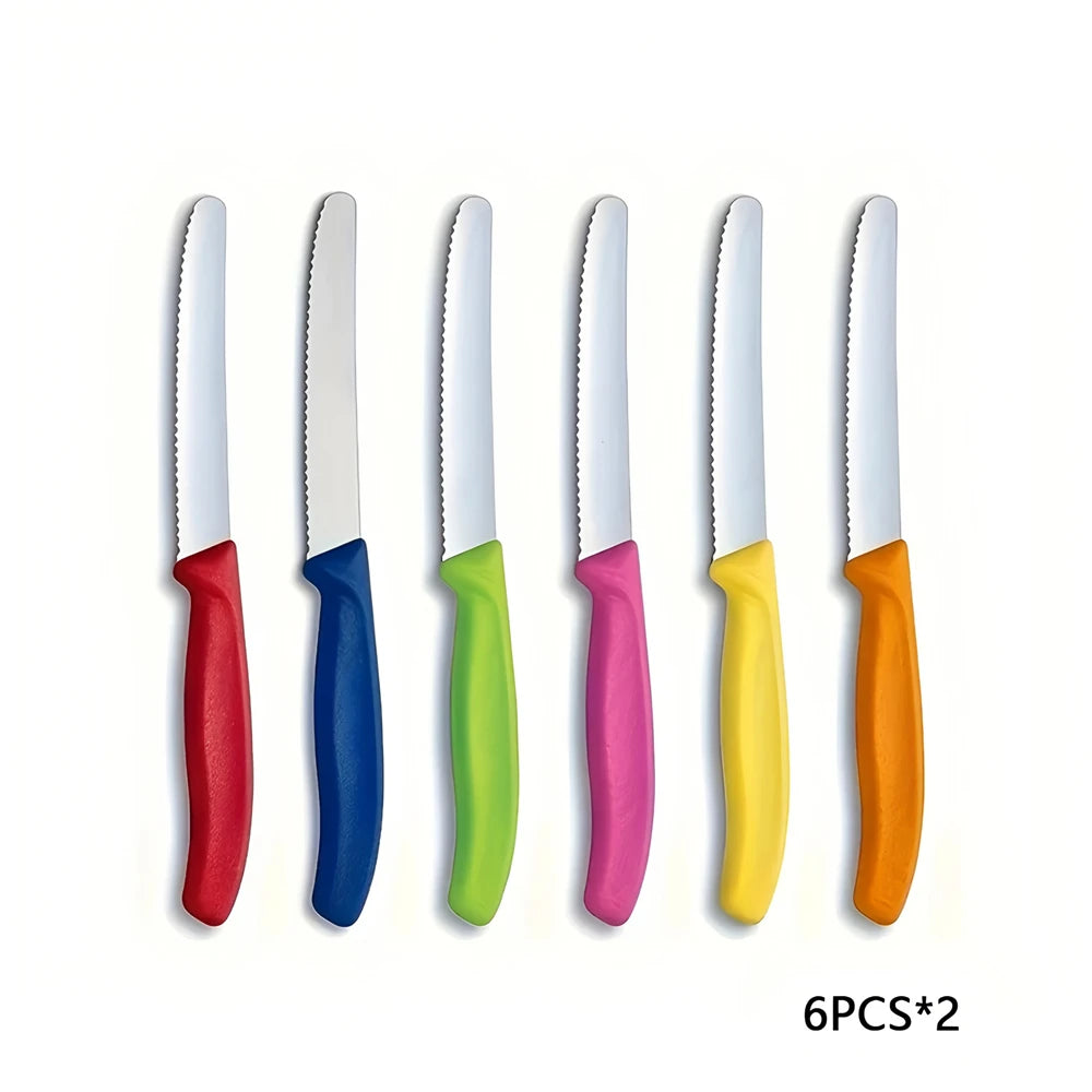 Serrated Steak Knives Set 6 or 12 Pcs – Round Tip Kitchen Knife Kitchen Knife Set Axl Knife Color-12PCS