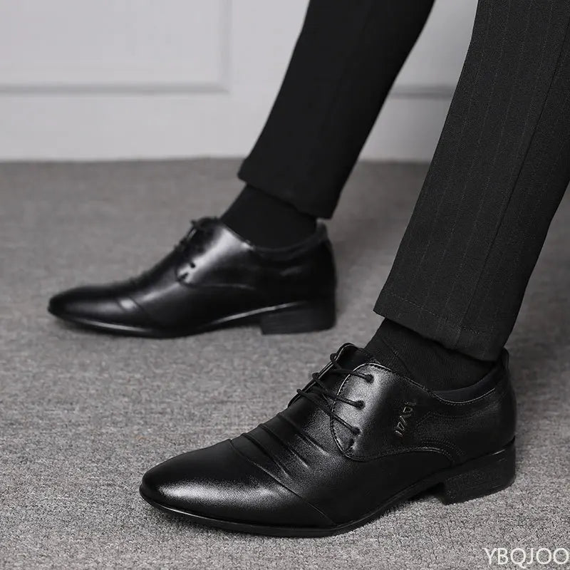 Men's Plus Size Formal Leather Shoes – Lace-Up Business Flats Men's Dress Shoes Axl