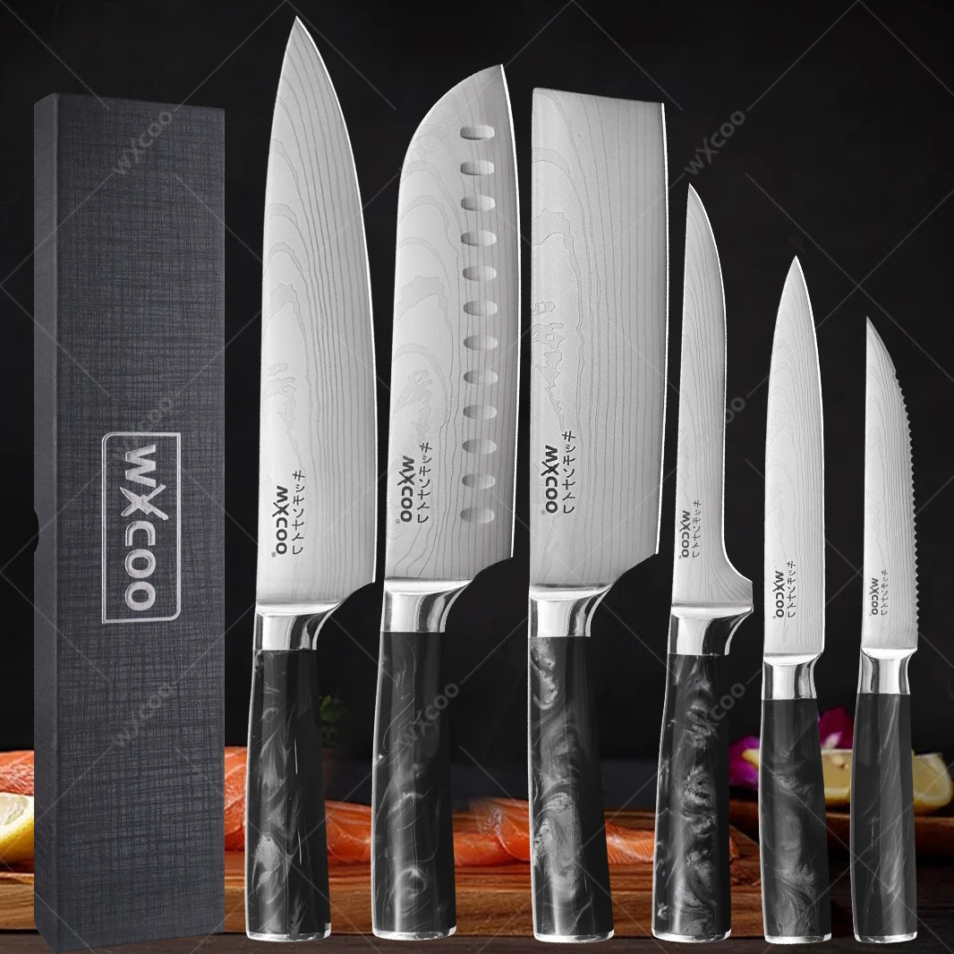 WXCOO Chef's Knife Set – Stainless Steel Kitchen Knives & Gift Box Kitchen Knife Set Axl