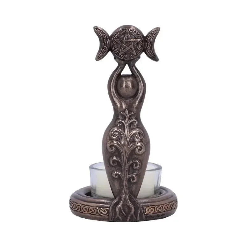 Resin Candlestick Holder Figurine – Retro Home Decor Statue Resin Figurine Decor Axl