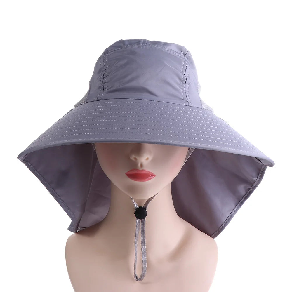 Wide Brim Bucket Hat with Neck Flap – UPF 50+ Sun Hat Sun Bucket Hat Axl Light Grey