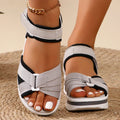 HAJINK Women's Peep Toe Wedge Sandals – Summer Low Platform Wedge Sandals Axl Lightgrey 36