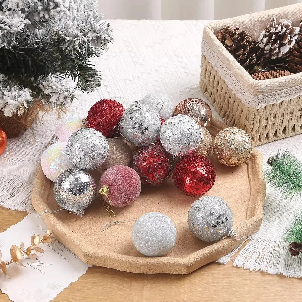 6cm Glitter Christmas Ball Ornaments – 16pc Gift Box Set Christmas Ornament Set Axl
