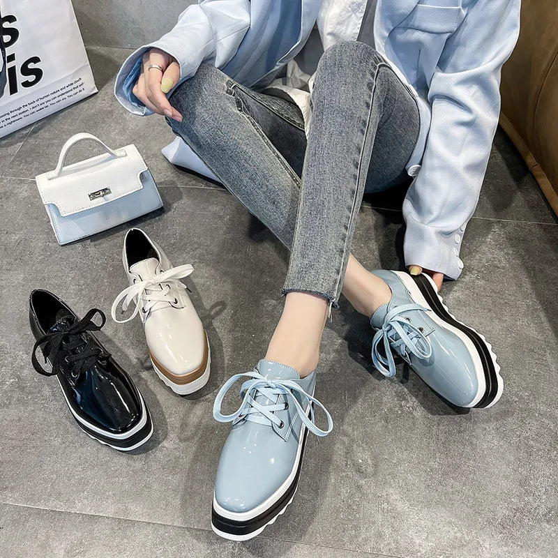 YBQJOO Women's Chunky Platform Sneakers – Lace-Up Casual Platform Sneakers Axl
