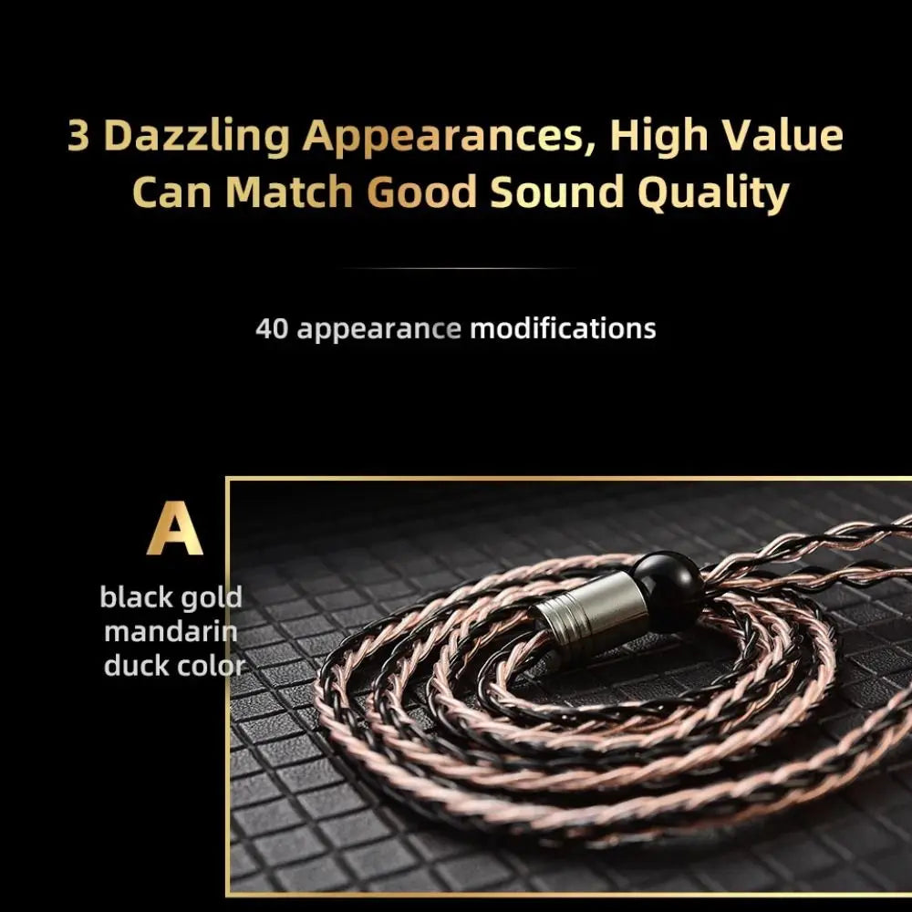 QKZ T1 Silver Plated Earphone Upgrade Cable 8-Strand 2Pin Earphone Upgrade Cable Axl