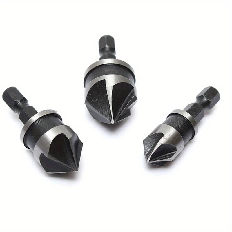 3-Pc Hex Countersink Drill Bit Set – Wood & Metal Quick Change Countersink Drill Bit Set Axl