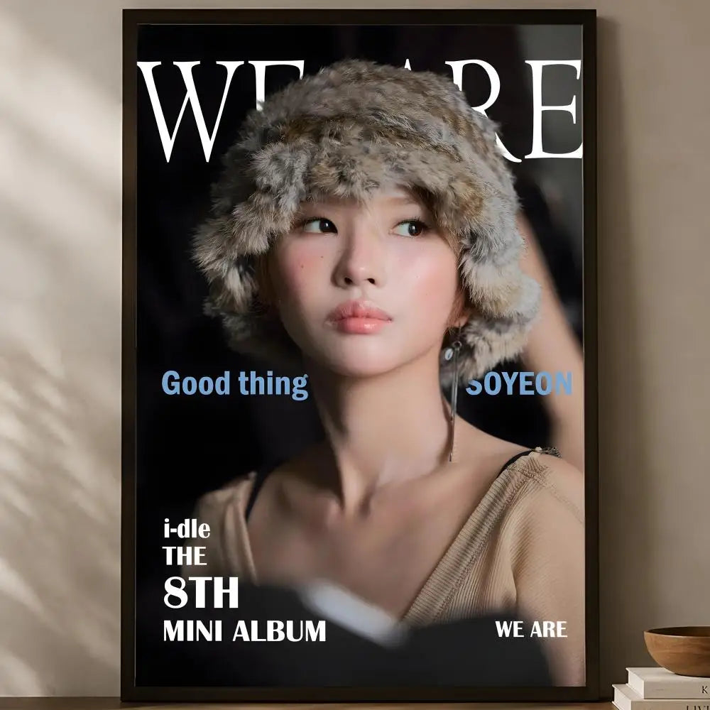 ((G)I-DLE Self-Stick HD Waterproof Wall Poster – K-Pop Decor Wall Art Poster Axl White08 40X50cmNoframe