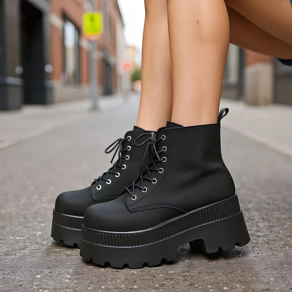 Women's Lace-Up Wedge Ankle Boots | Casual Platform Style Wedge Ankle Boots Axl
