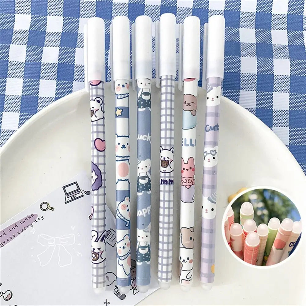 Kawaii Erasable Gel Pen 0.5mm Blue Ink – Cartoon Student Pen Erasable Gel Pen Axl blue bear random 1pc