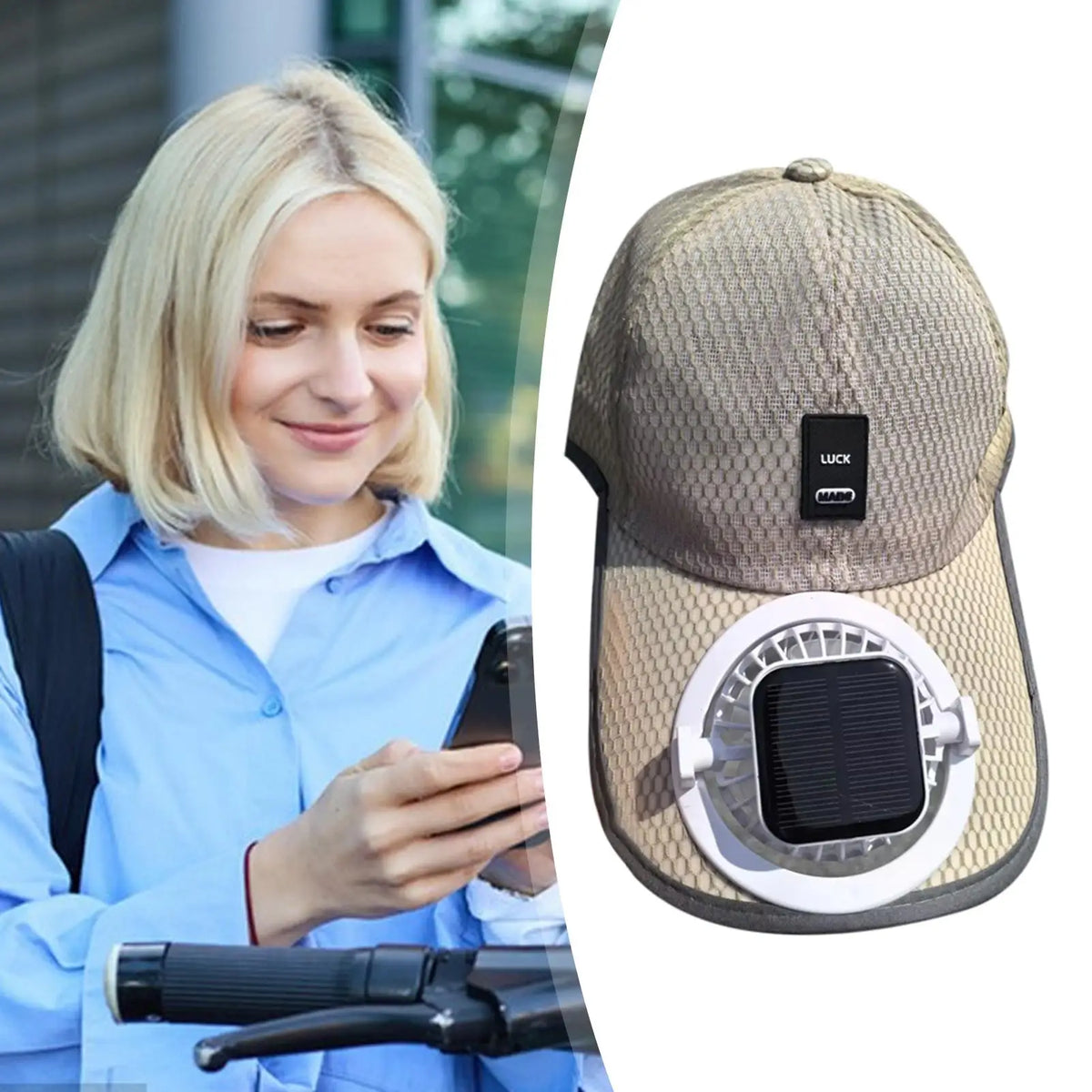 Solar Fan Baseball Hat – UV Protection Wide Brim Sun Hat Solar Fan Sun Hat Axl