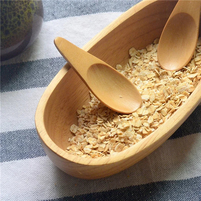Wood Mini Tea Spoons Set of 5 – Coffee & Sugar Scoops 7cm Wooden Teaspoon Set Axl