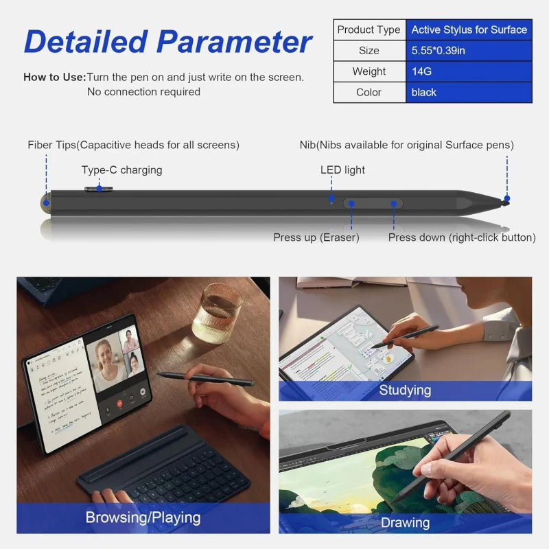Stylus Pen for Microsoft Surface – 4096 Pressure & Palm Rejection Surface Stylus Pen Axl