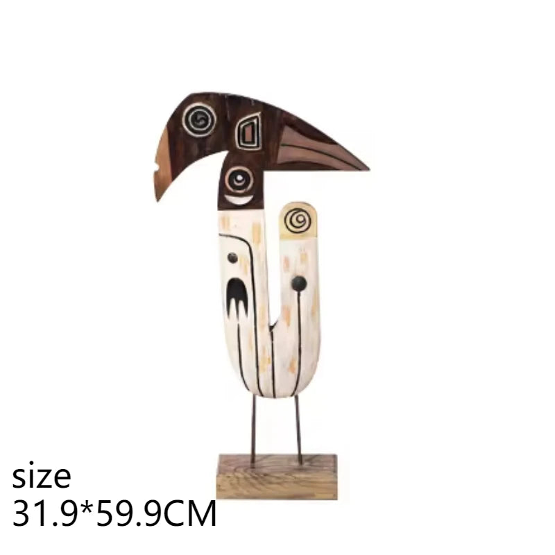 Solid Wood Figurines – Modern Carved Home Decor Sculptures Wood Figurine Sculpture Axl Brown