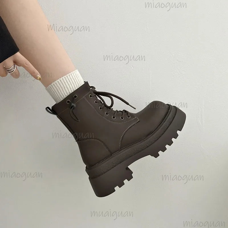 Women's Retro Platform Ankle Boots – British Square Heel Platform Ankle Boots Axl