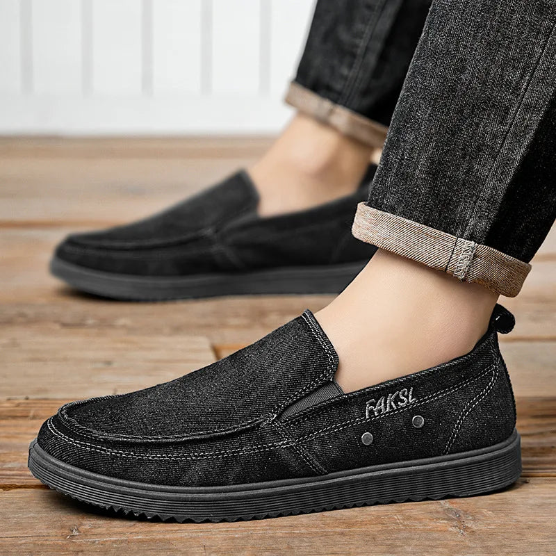 Men's Denim Canvas Slip-On Loafers – Low Top, Big Sizes Canvas Slip-On Loafers Axl