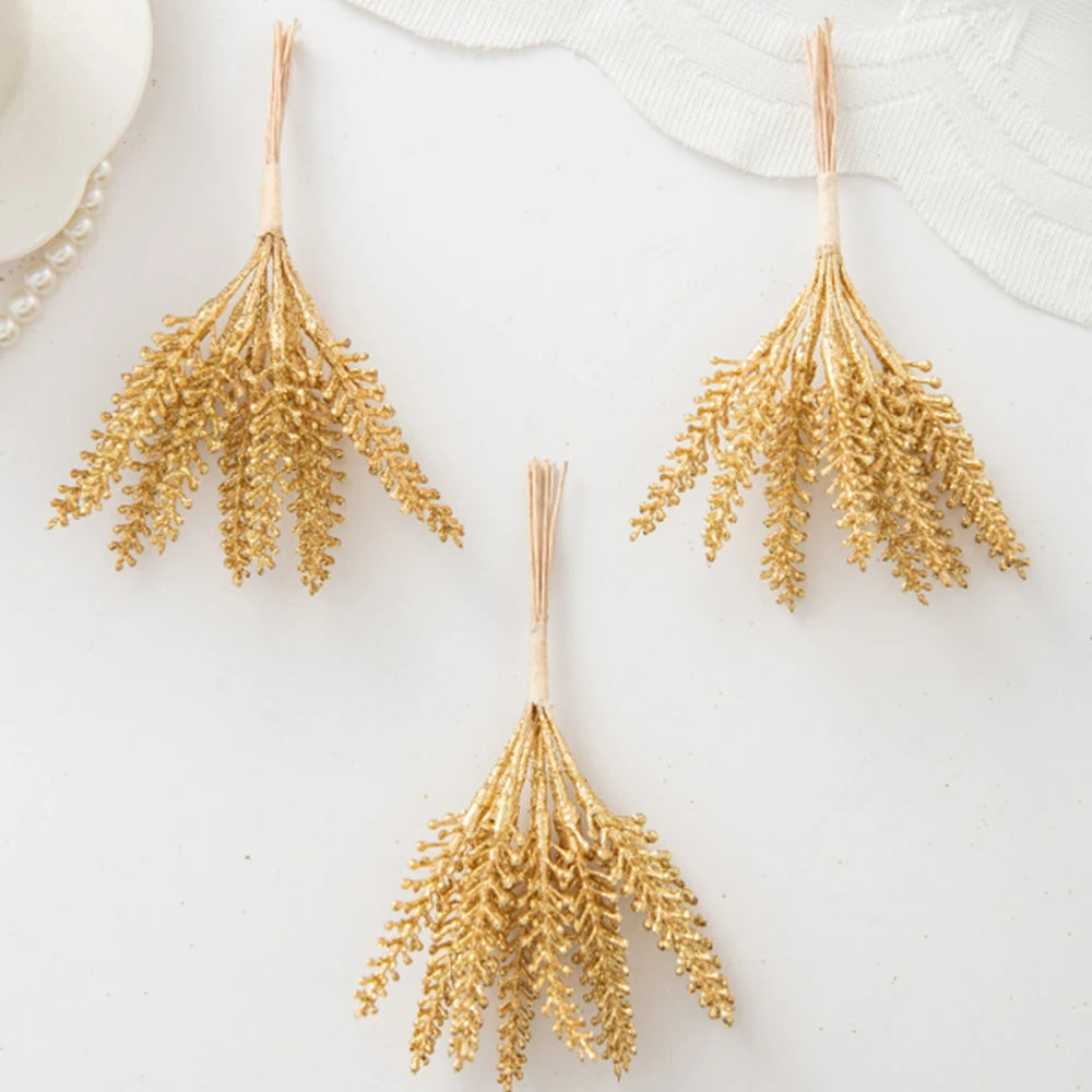 Artificial Flowers Bouquet for Wedding, Wreath & Home Decor Artificial Flowers Axl Gold 4 pcs