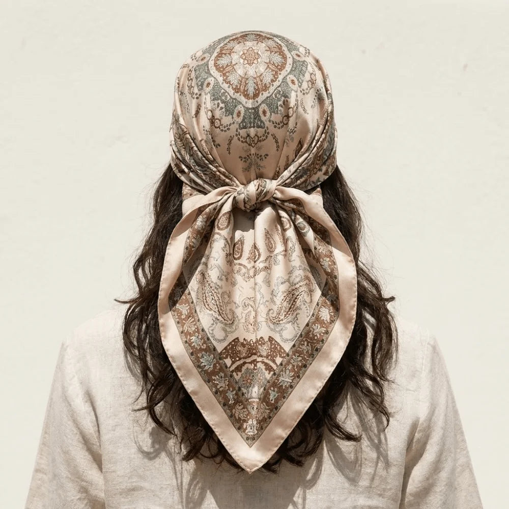 Geometric Print Square Scarf – Hair Wrap & Headband for Women Square Scarf Axl