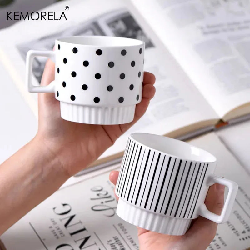 KEMORELA Nordic Ceramic Mug – Stackable Coffee & Tea Cup Ceramic Coffee Mug Axl