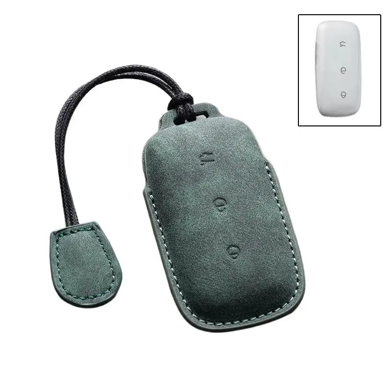 PU Leather Key Case Cover for Geely Galaxy & Proton EMas 7 Car Key Cover Axl Green rope