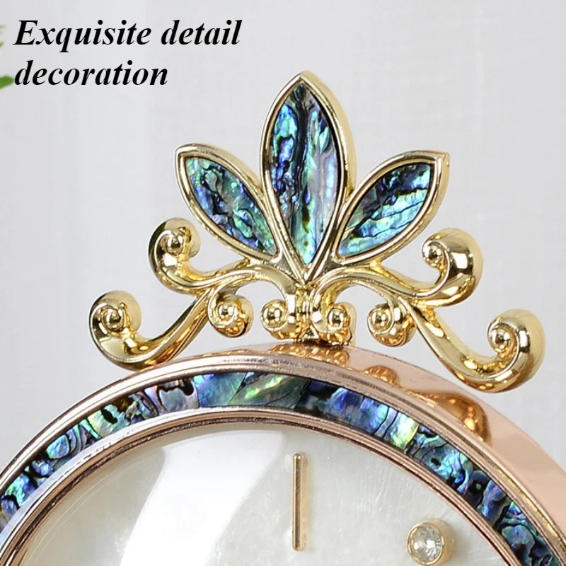 Natural Shell Luxury Round Table Clock | Marble Home Décor Luxury Table Clock Axl