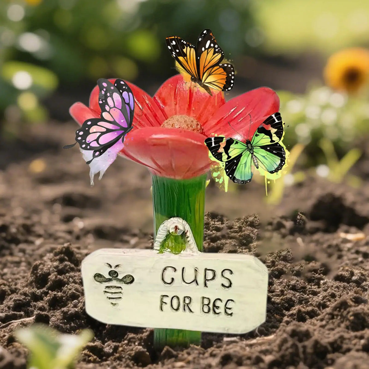 Butterfly & Bee Watering Station – Flower Garden Cup Garden Watering Station Axl