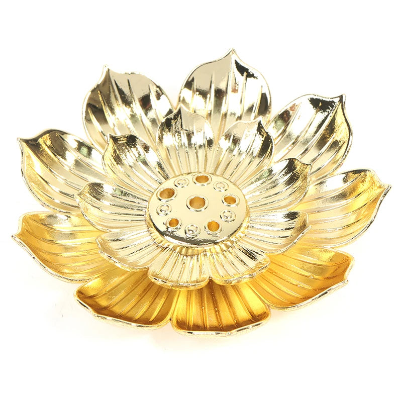 Gold Incense Burner Stick Holder – Buddhist Flower Plate Base Incense Burner Holder Axl