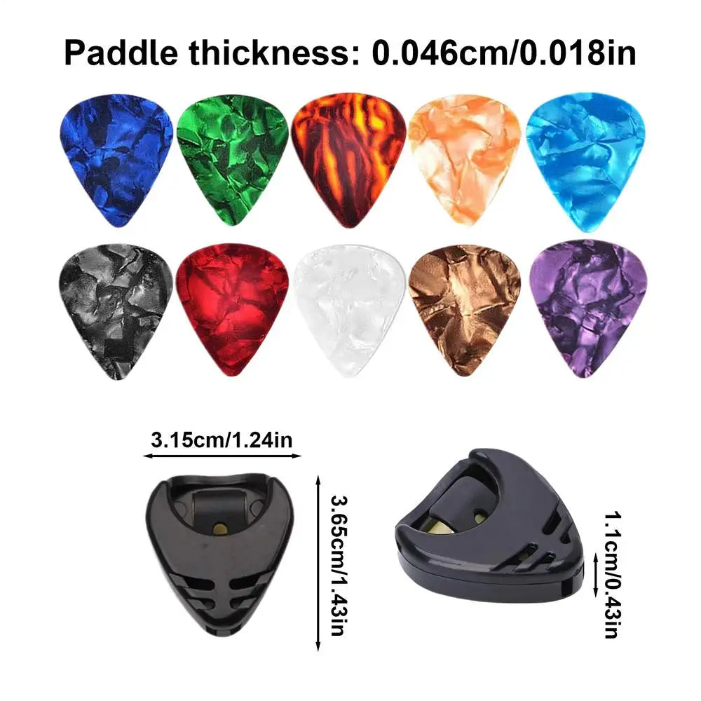 10-Piece Guitar Picks & Stick-On Holder Set | Acoustic & Electric Guitar Pick Set Axl 10pcs Random Color