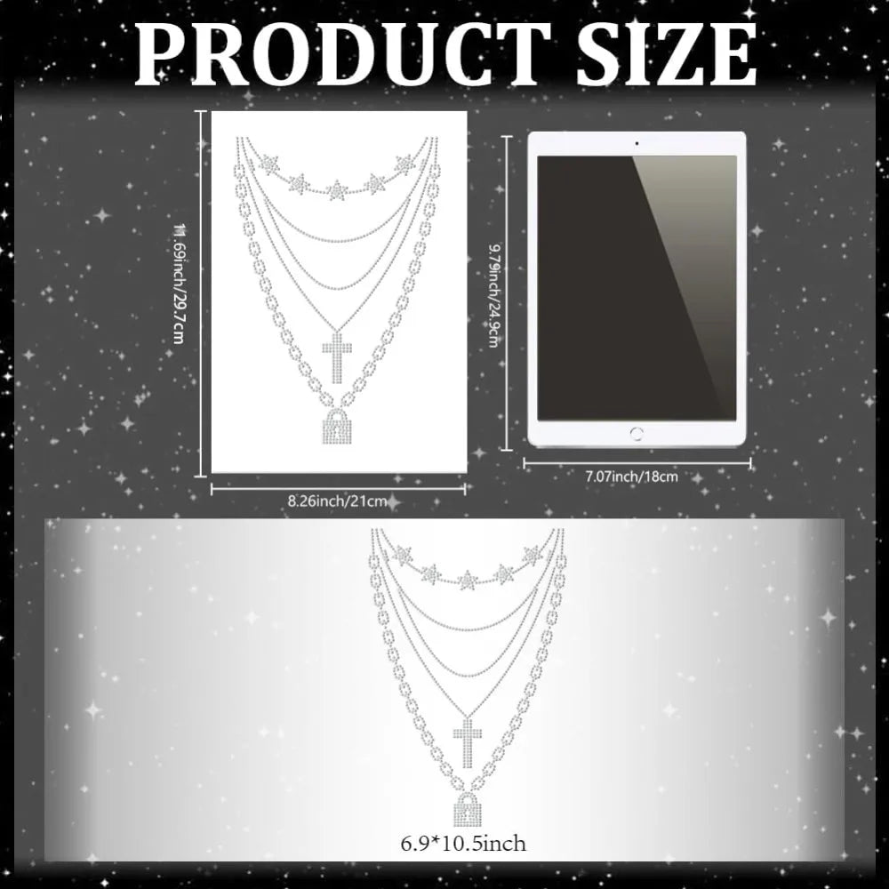 Glass Rhinestone Iron-On Appliqué – Chain Necklace Design Patch Iron-On Appliqué Axl