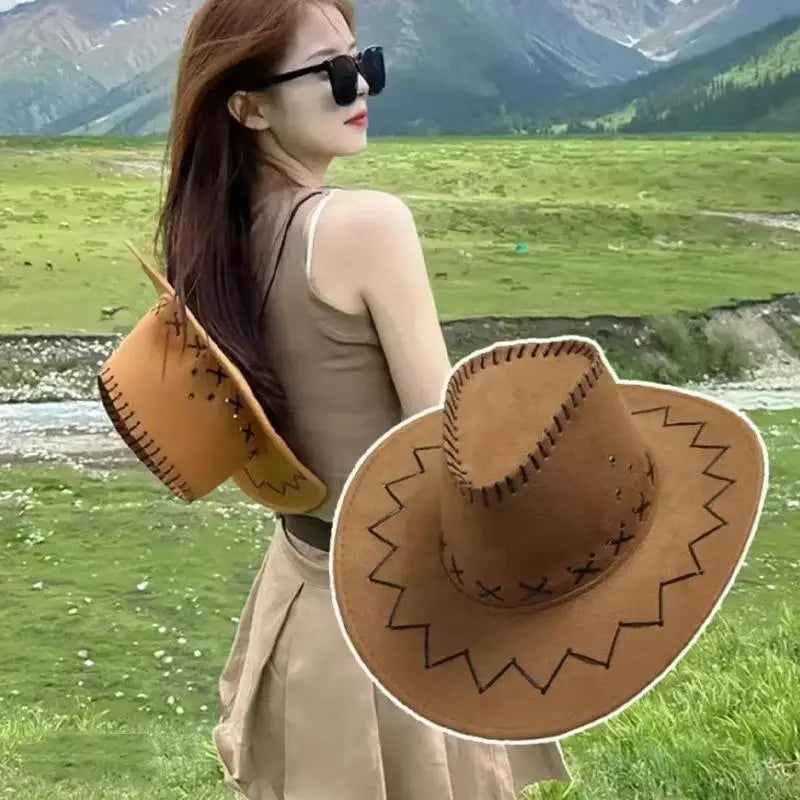 Unisex Western Cowboy Hat – Suede Cowgirl Cap for Parties Western Cowboy Hat Axl