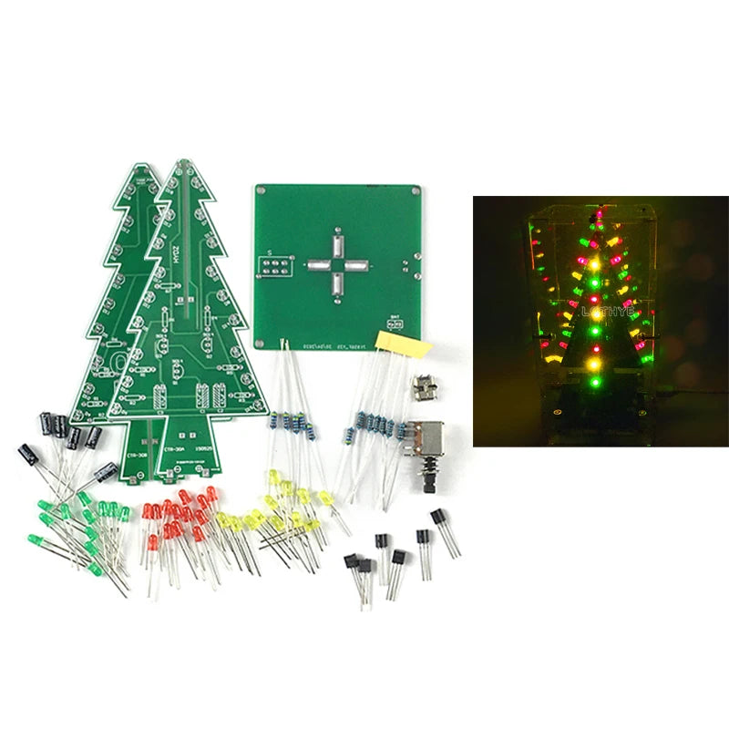 3D Christmas Tree DIY Soldering Kit – Flashing LED Lights DIY Electronics Kit Axl