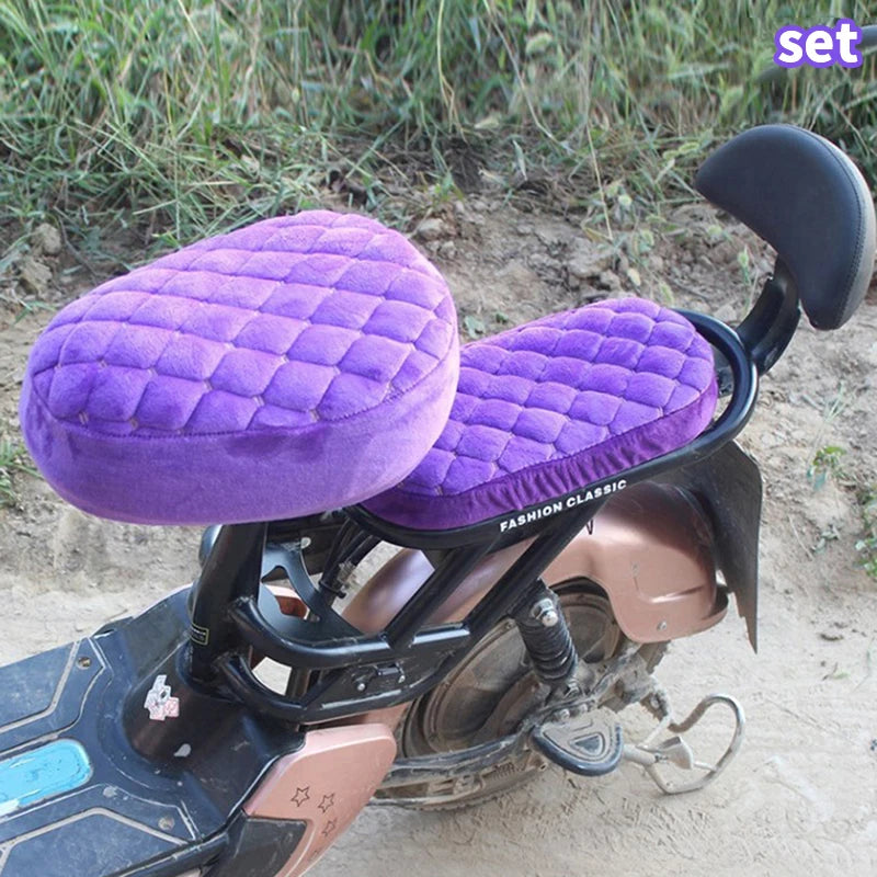 Universal Thickened Bicycle Seat Cover – Flannel, 3 Colors Bicycle Seat Cover Axl Purple set