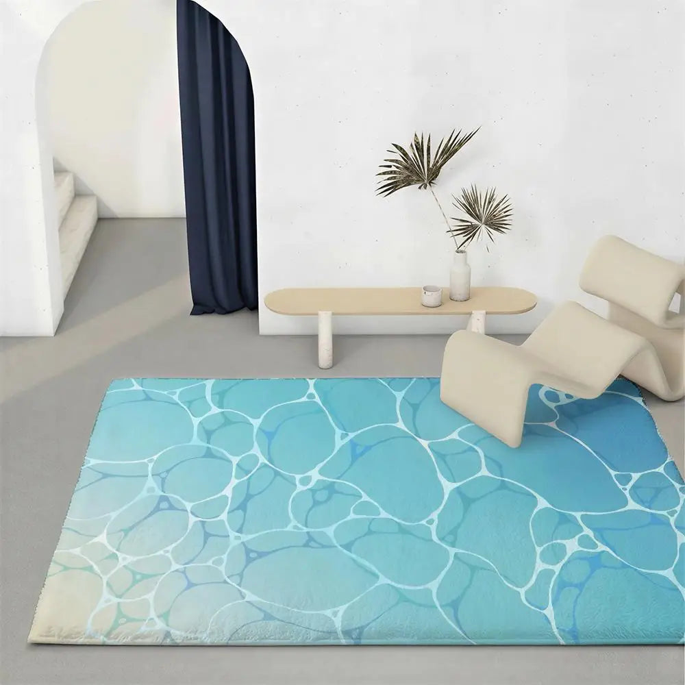 Water Ripples Flannel Floor Mat – Non-Slip Soft Indoor Rug Indoor Floor Rug Axl White1 80x120cm