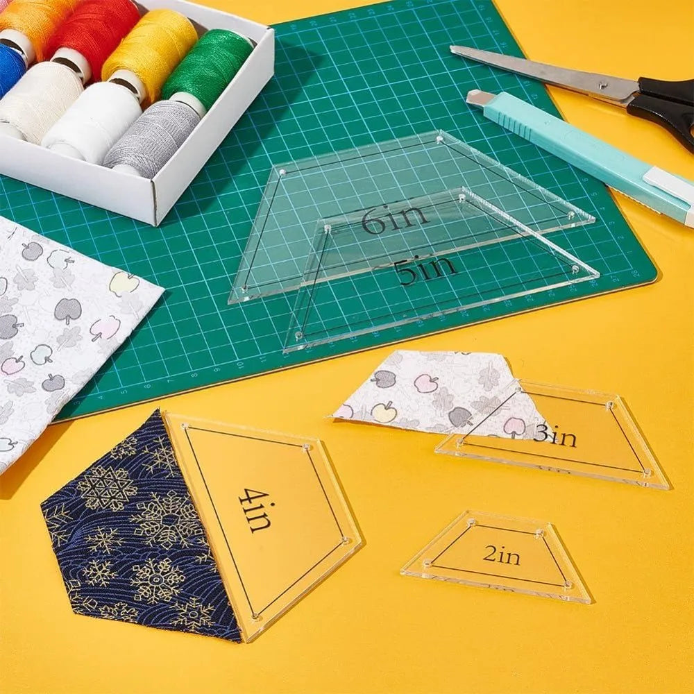 6-Pc Acrylic Quilting Half Template Rulers Set – 1 to 6 Inch Quilting Template Rulers Axl
