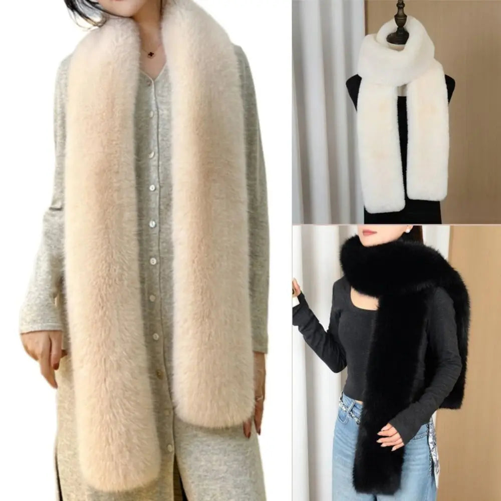 Vintage Faux Fur Long Scarf 180cm – Soft Luxury Wrap Shawl Faux Fur Scarf Axl