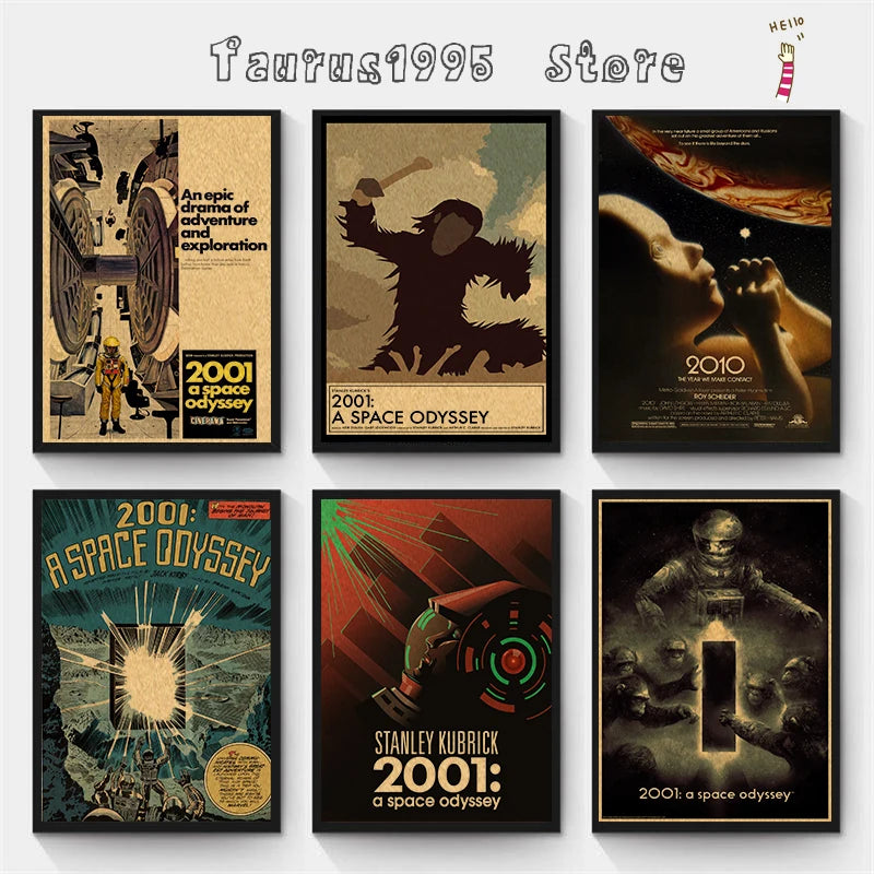 2001: A Space Odyssey Kraft Paper Movie Poster | Wall Art Print Movie Wall Poster Axl
