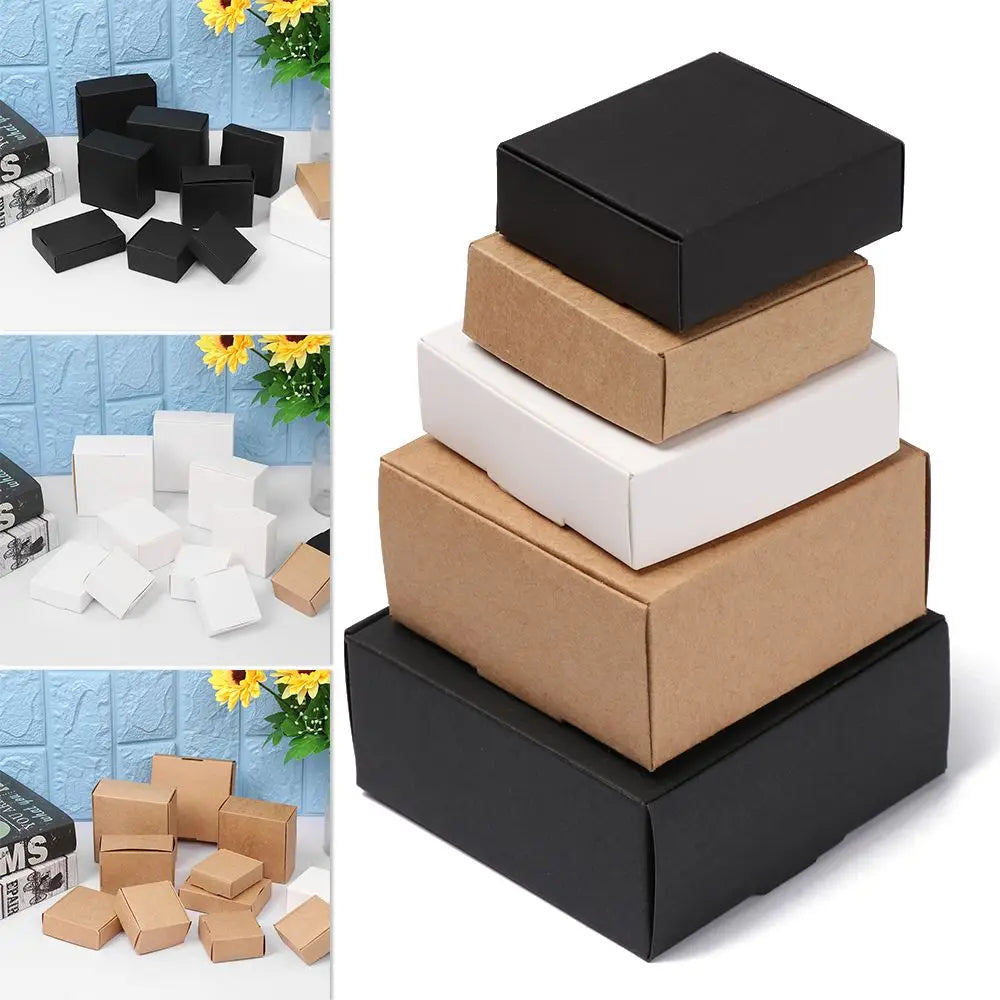 10-Pack Kraft Paper Gift Boxes – 9 Sizes Brown White Black Gift Packaging Boxes Axl