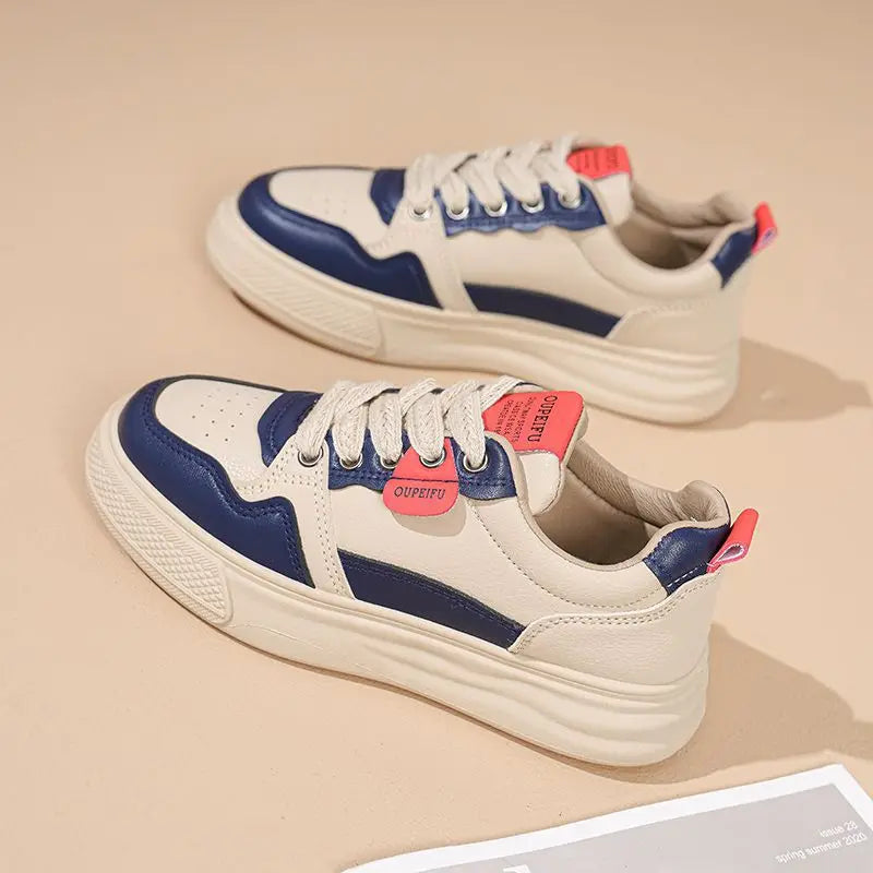 Women's Platform Sneakers – Lace-Up Casual Board Shoes Platform Sneakers Axl Blue 37