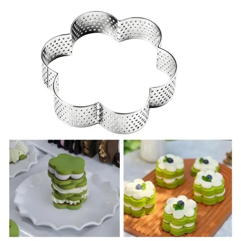 Flower Perforated Stainless Steel Tart Ring Baking Mold Tart Ring Mold Axl