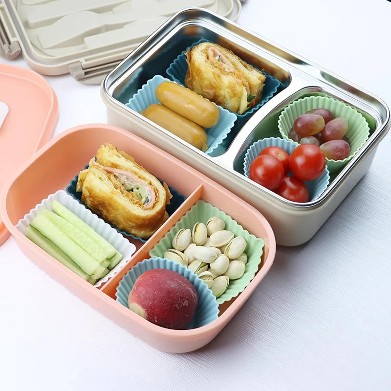 12-Pack Silicone Cupcake Molds & Bento Lunch Box Dividers Silicone Baking Molds Axl
