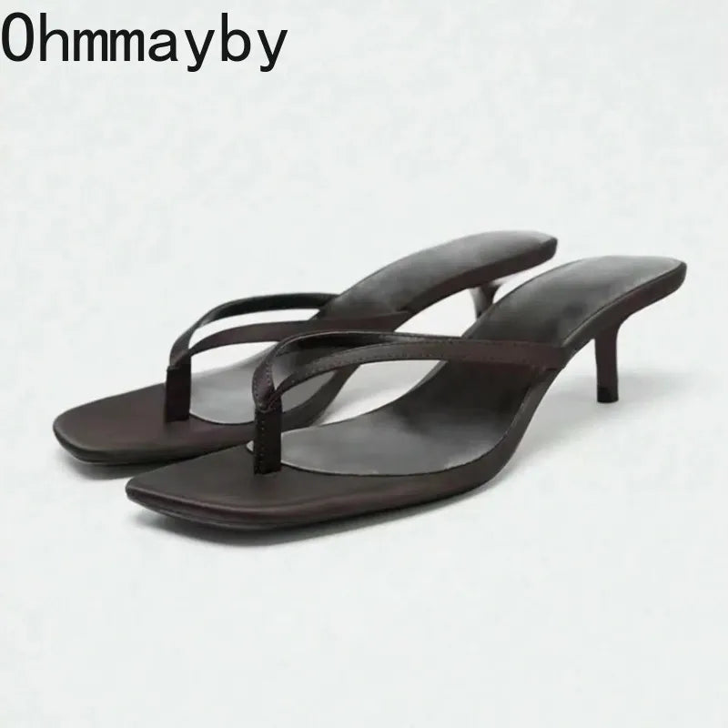 Women's Clip Toe Low Heel Slides – Elegant Summer Beach Slippers Women's Slide Sandals Axl