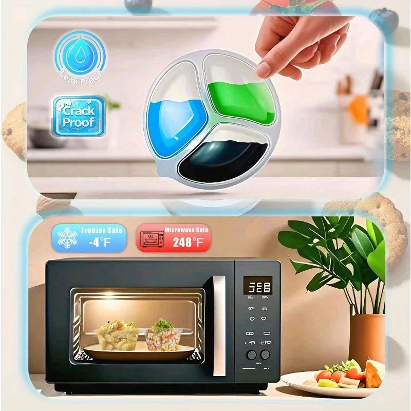 Round 3-Compartment Disposable Food Containers with Lids Disposable Food Containers Axl