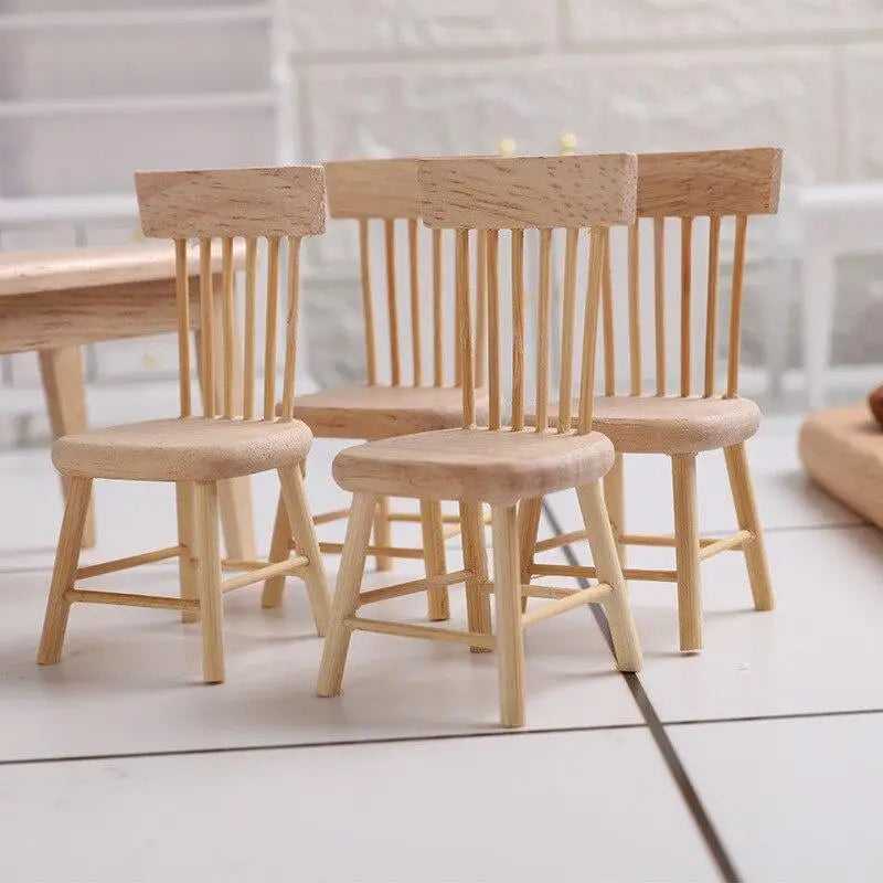 Miniature Wooden Dining Table & Chair Set – Dollhouse Furniture Dollhouse Furniture Set Axl