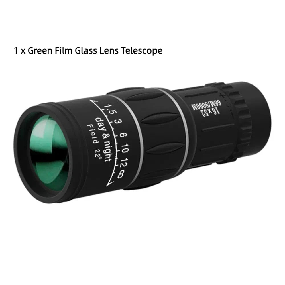 16x52 HD Monocular Telescope – BAK4, Fogproof, Low-Light Monocular Telescope Axl film glass lens