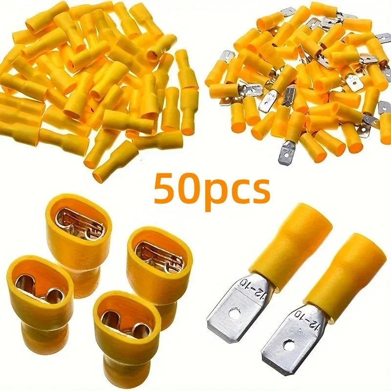 25-Set 6.3mm Insulated Crimp Terminal Connectors 12-10 AWG Crimp Terminal Connectors Axl
