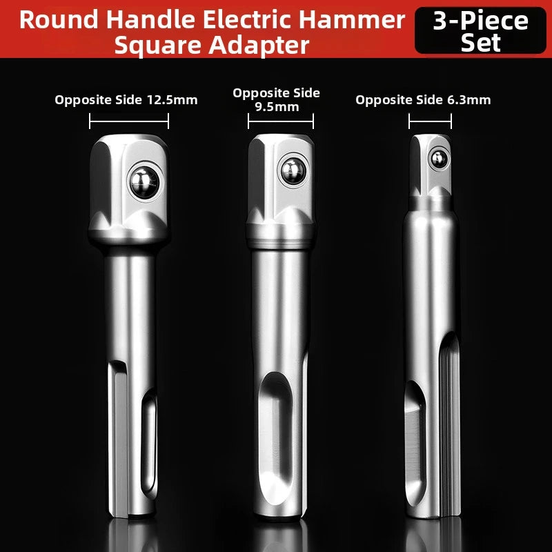 3-Pc SDS Socket Adapter Set – 1/4" 3/8" 1/2" Hex Shank SDS Socket Adapter Axl